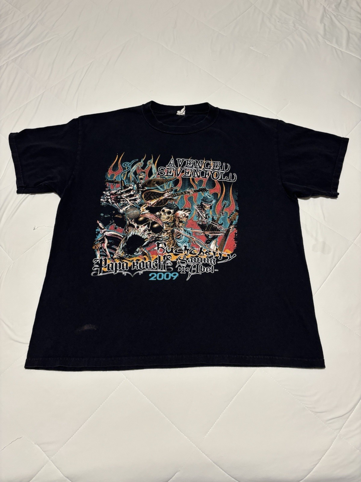 2009 Avenged Sevenfold Band Tour Promo T-Shirt Size XL A7X Buckcherry Papa Roach gallery