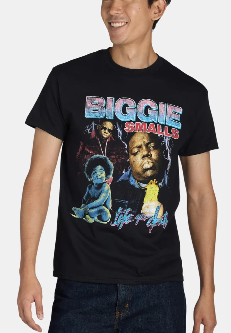 Biggie Men's SIZE S 34-36 Collage Graphic Tee with Short Sleeves color BLACK NEW gallery