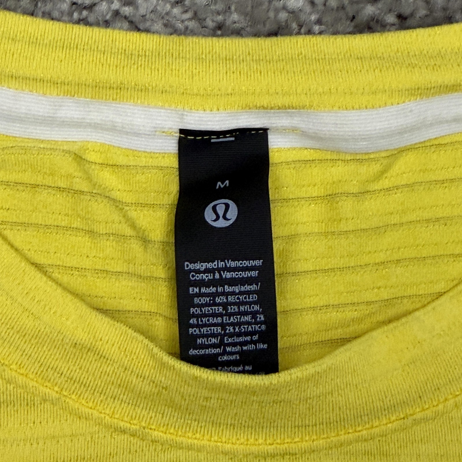 Lululemon Shirt Mens M Yellow Striped Reflective Run Tee Moisture Wicking gallery