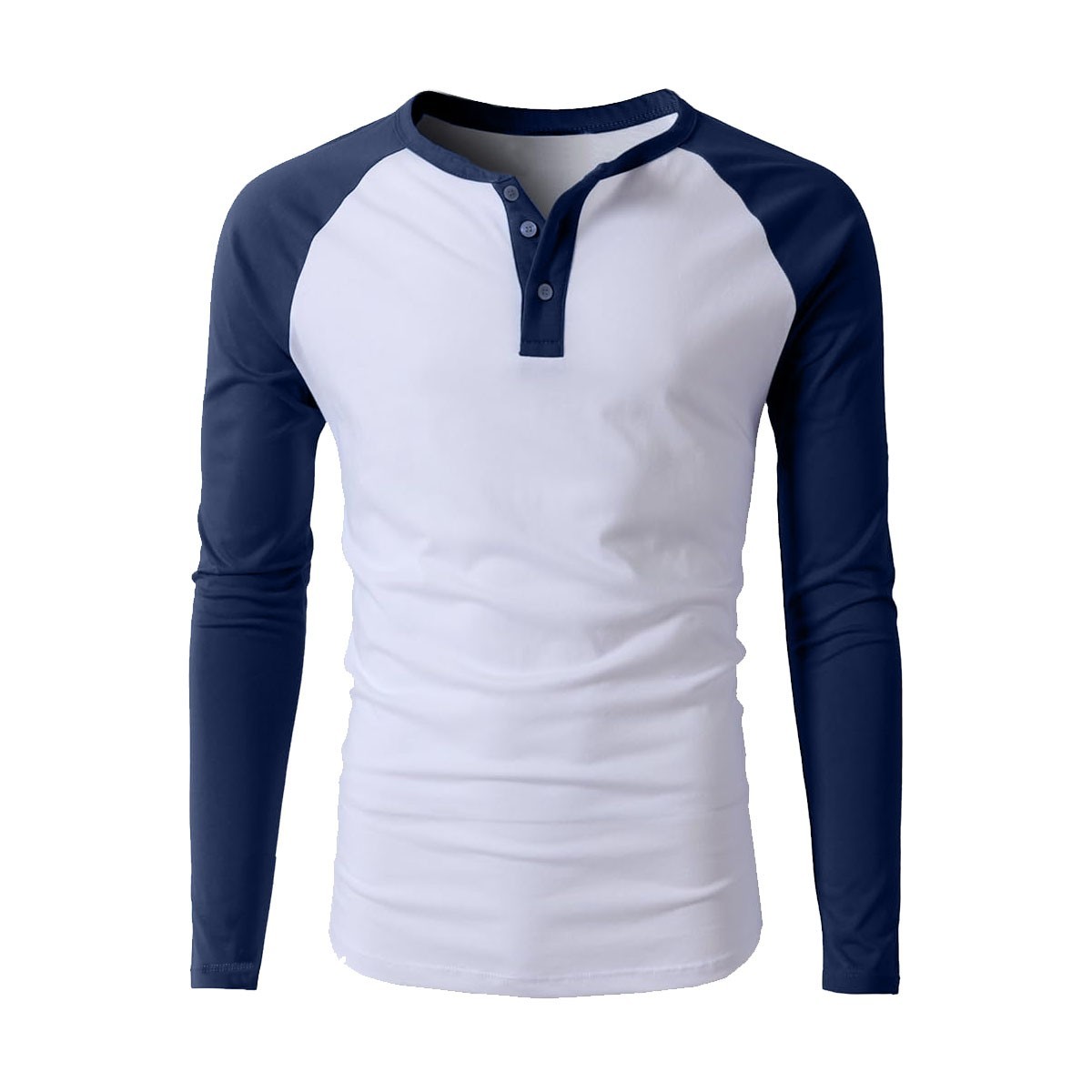 Mens Casual Long Sleeve T-shirt Henley Grandad V Neck Button Solid Tee Shirt Top gallery