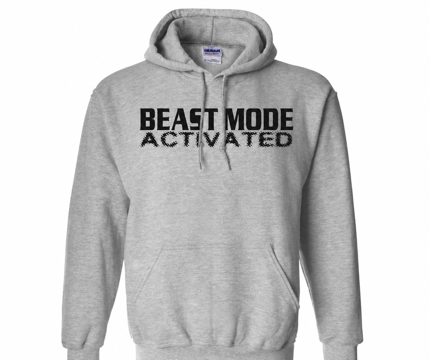 BEAST MODE ACTIVATED Gray Hoodie – Motivational Graphic Pullover Sweatshirt