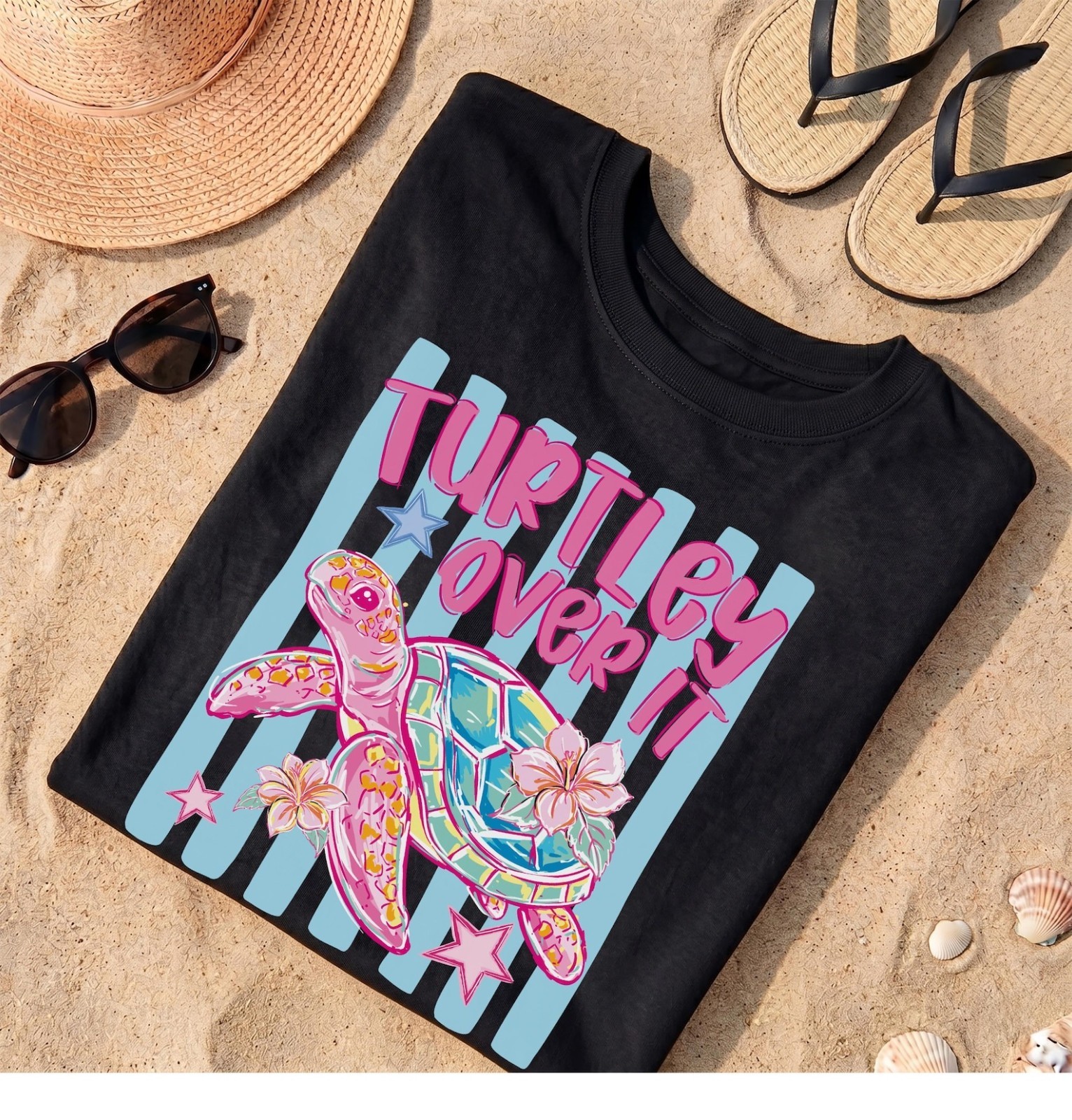 Turtley Over It T-Shirt Preppy Sea Turtle Shirt Retro Summer Shirt gallery