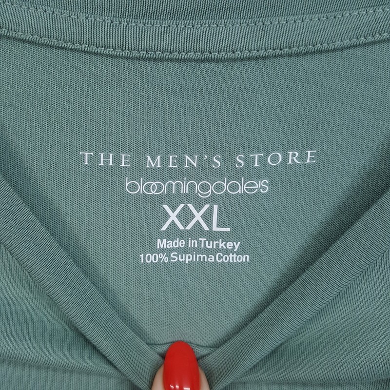 BLOOMINGDALES Shirt Mens XXL Green Pullover Crew Short Sleeve Supima Cotton Tee gallery