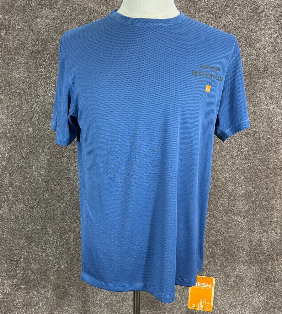 Quicksilver T-Shirt Mens Medium Blue Mesh Surf Shirt Waterman Short Sleeve UPF