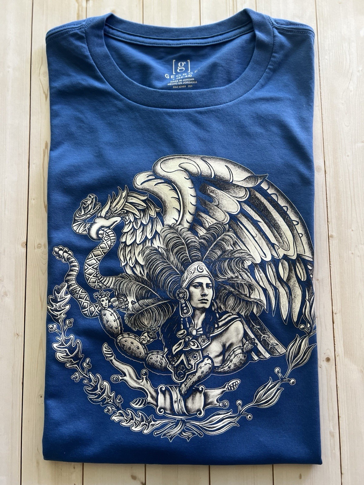 George T-Shirt Crewneck Unisex Large Aztec Mexican Eagle Mexico gallery