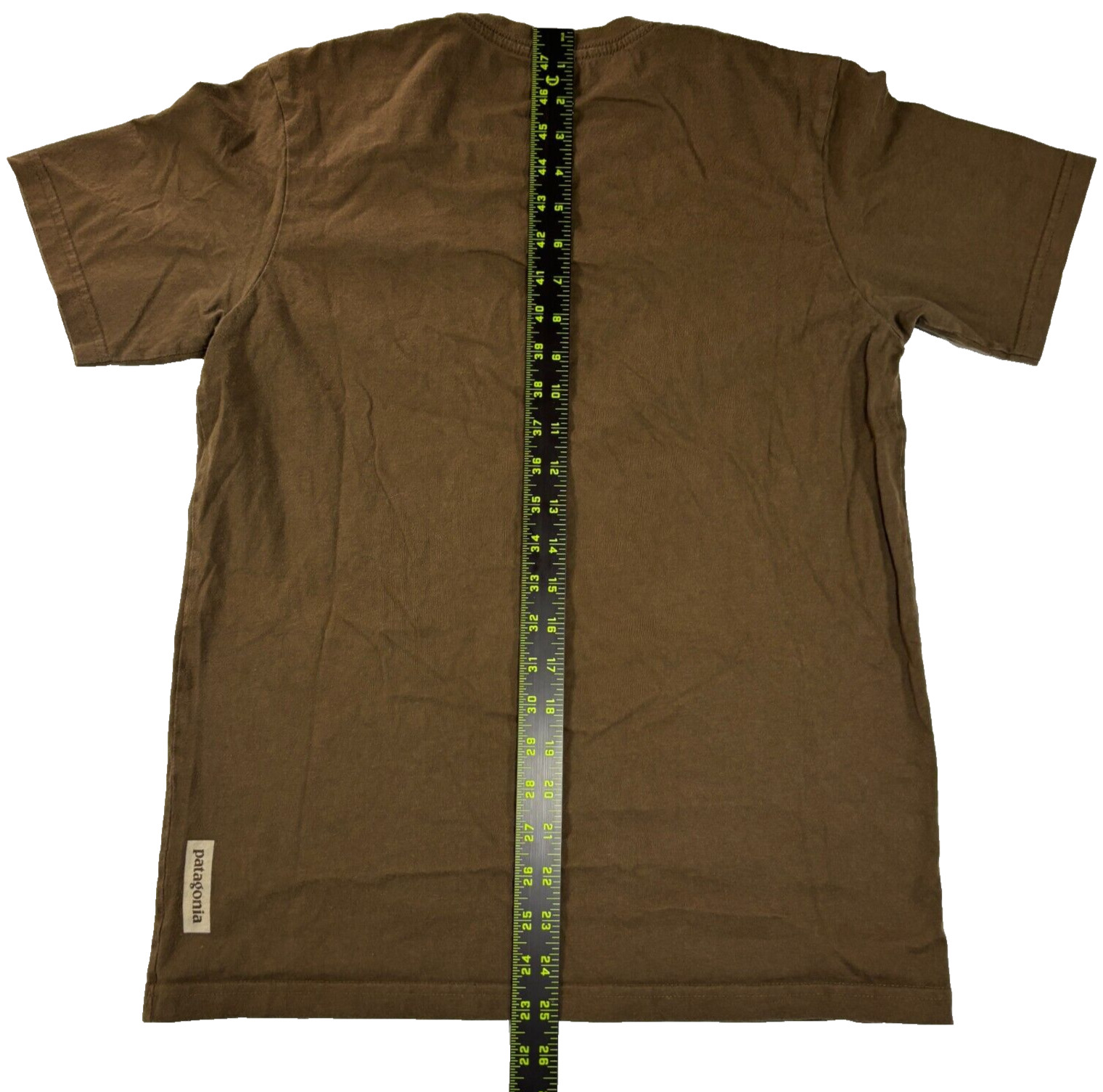 Patagonia Live Simply Shirt Brown Organic Cotton Red Guitar Crewneck Tee XS gallery