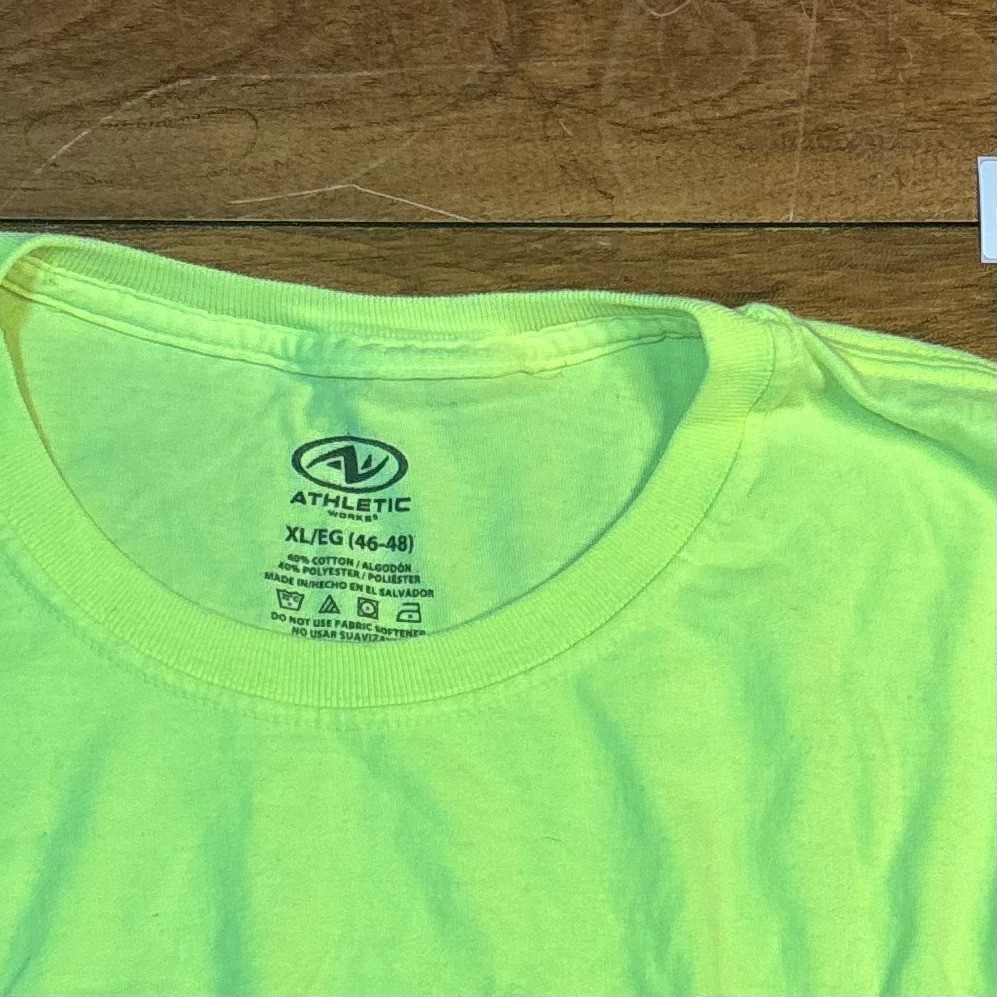 Athletic Works T-Shirt Men's Neon Green Cotton Crew Neck Short Sleeve - XL gallery