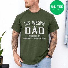 Personalized Dad T-Shirt Custom Children Names Father’s Day Gift for Dad