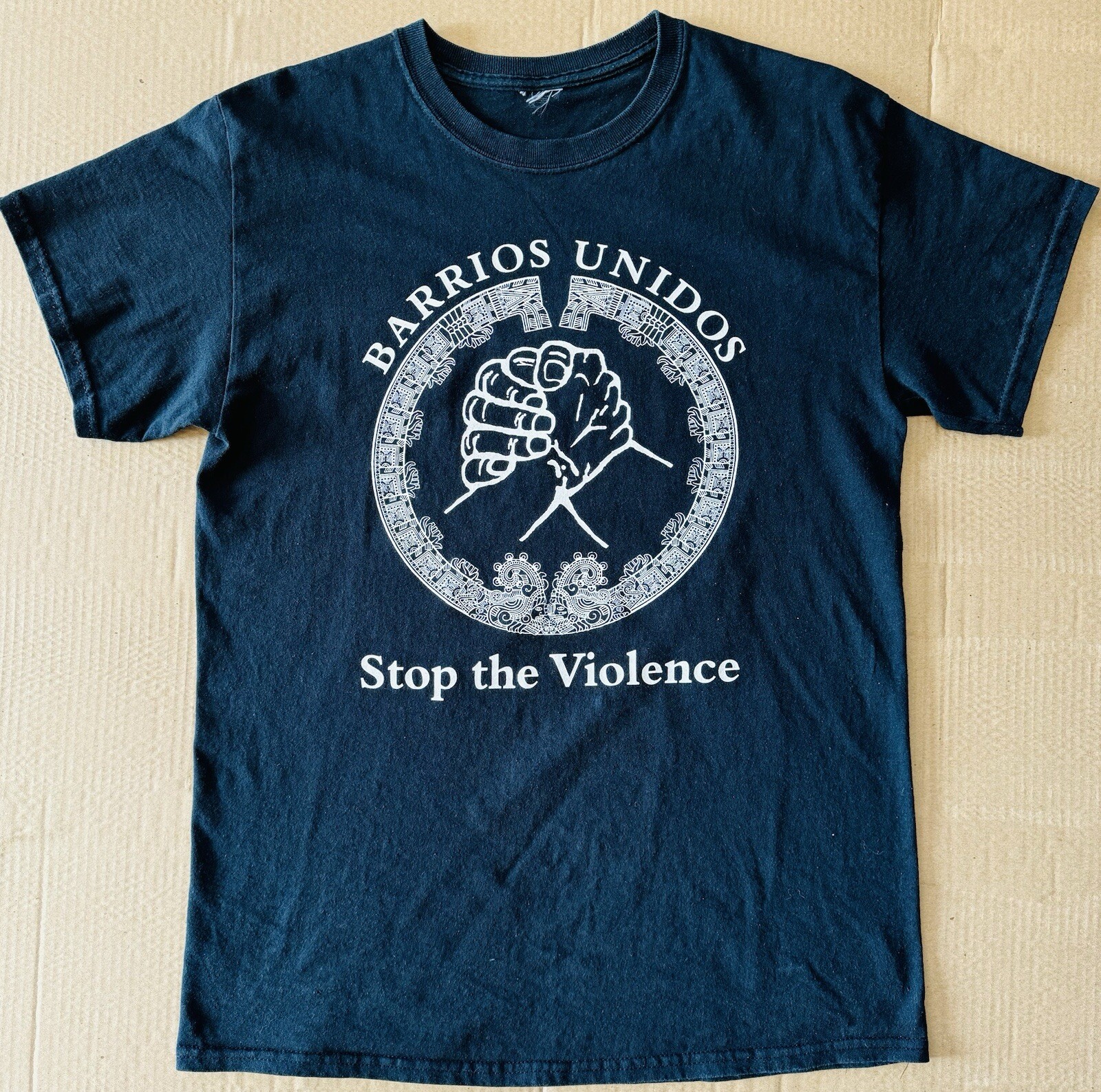 Latino Barrios Unidos ‘Stop the Violence’ Tee – Black, Medium gallery
