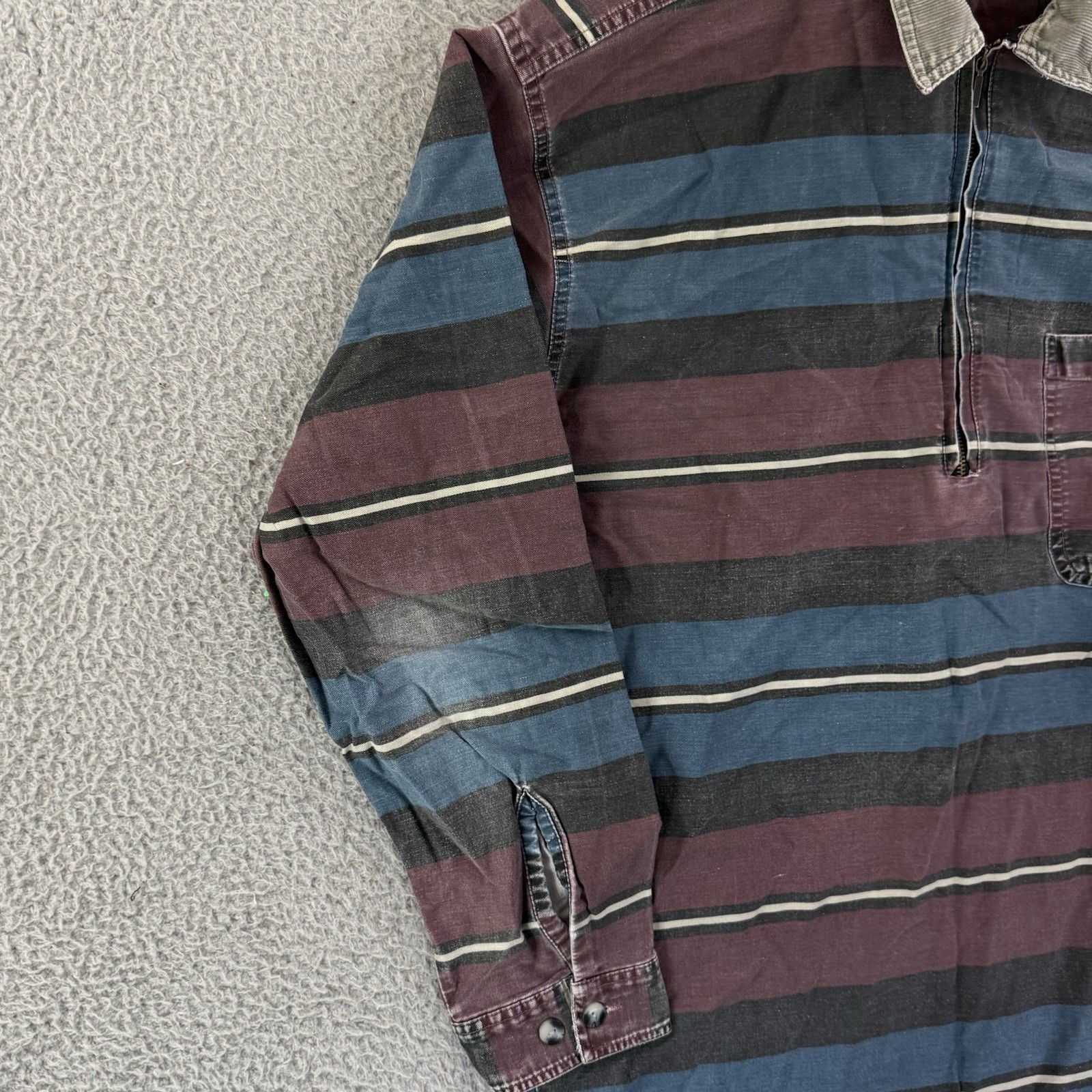 Vintage PB&Co Shirt Mens Large Half Zip Grunge 90s Striped Long Sleeve Hip Hop gallery