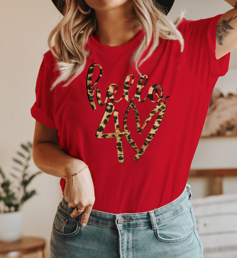 Hello 40 Leopard Tee Personalized 40th Birthday Gift for Mum UK Style gallery