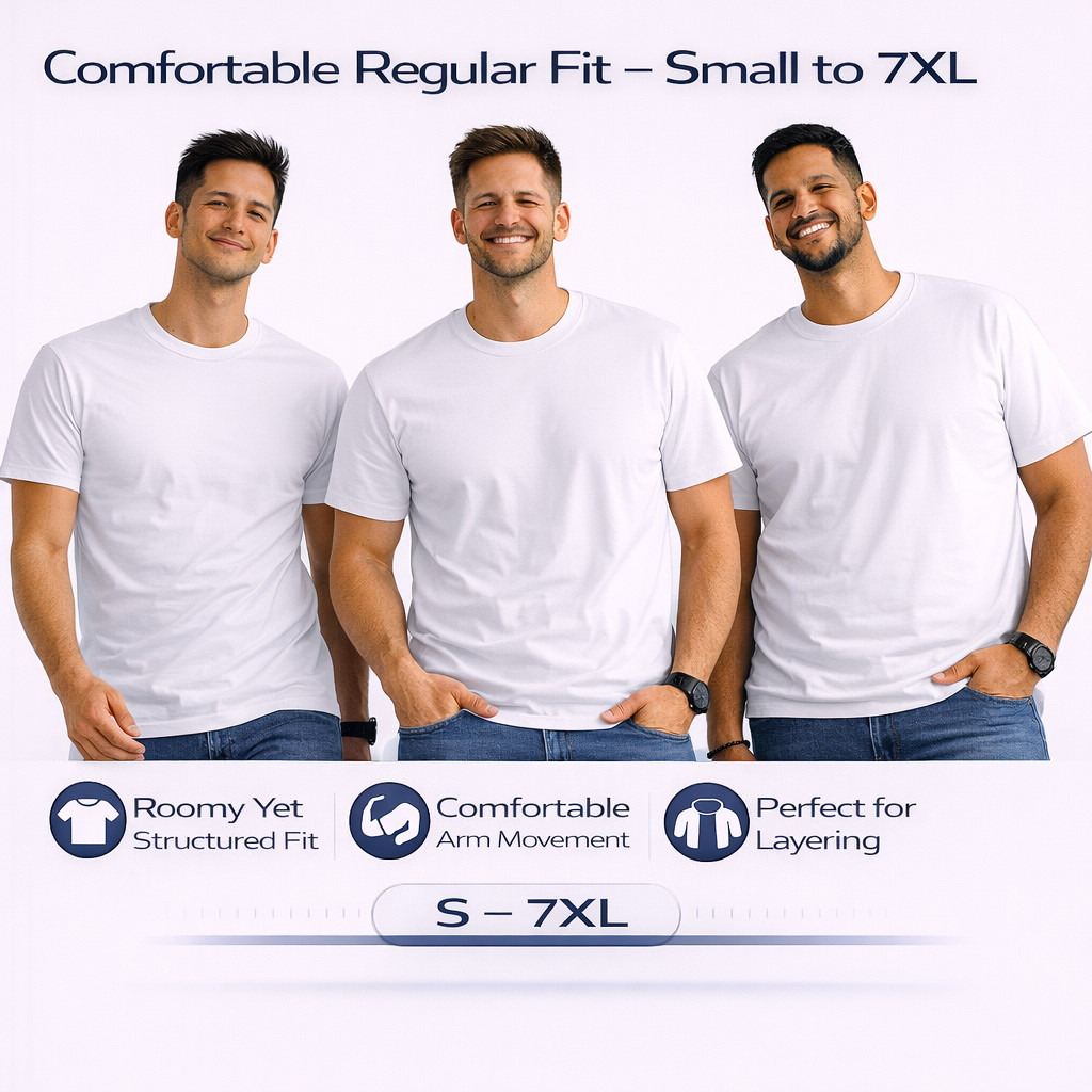 BILLIONHATS 6 Pack Men's Bulk Big Tall Short Sleeve Cotton Lightweight T-Shirt gallery