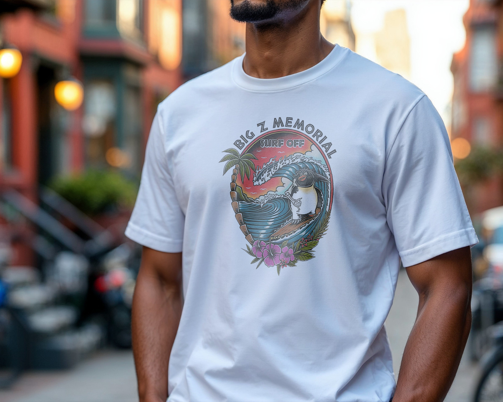 Big Z Memorial Surf Off T-Shirt Surfing Penguin Graphic Tee Beach Ocean A87 gallery
