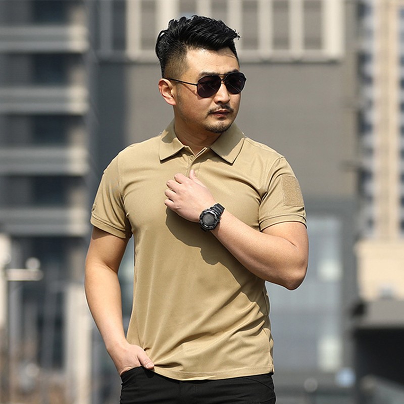 Mens Polo Shirts Short Sleeve Casual Quick Dry Team Tactical Combat Work Golf gallery