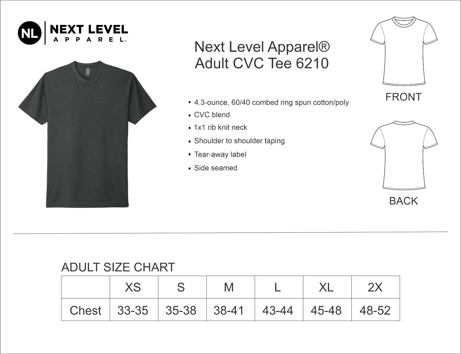 Next Level Apparel® Adult CVC Tee 6210 gallery