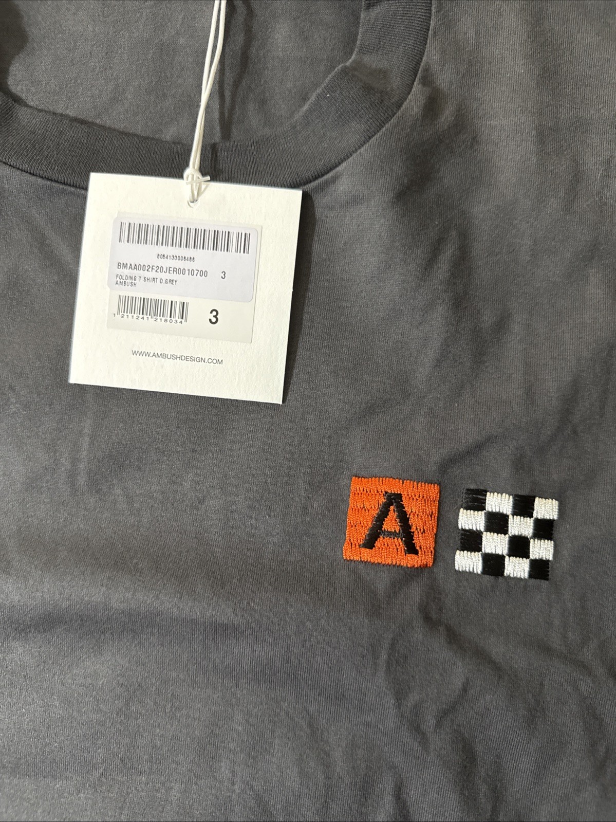 AMBUSH Folding T Shirt D. Gray Japanese Size 3 - Fits ~XL NWT gallery