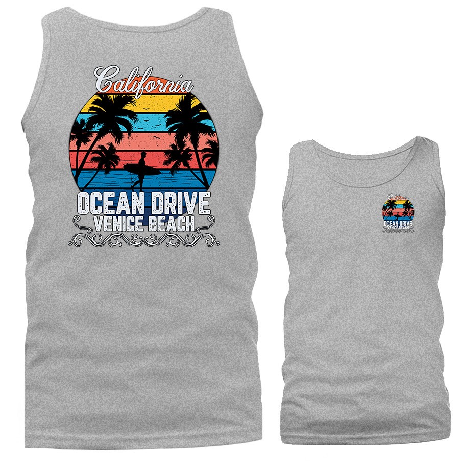 California Ocean Drive Venice Beach Surfing Tank Top
