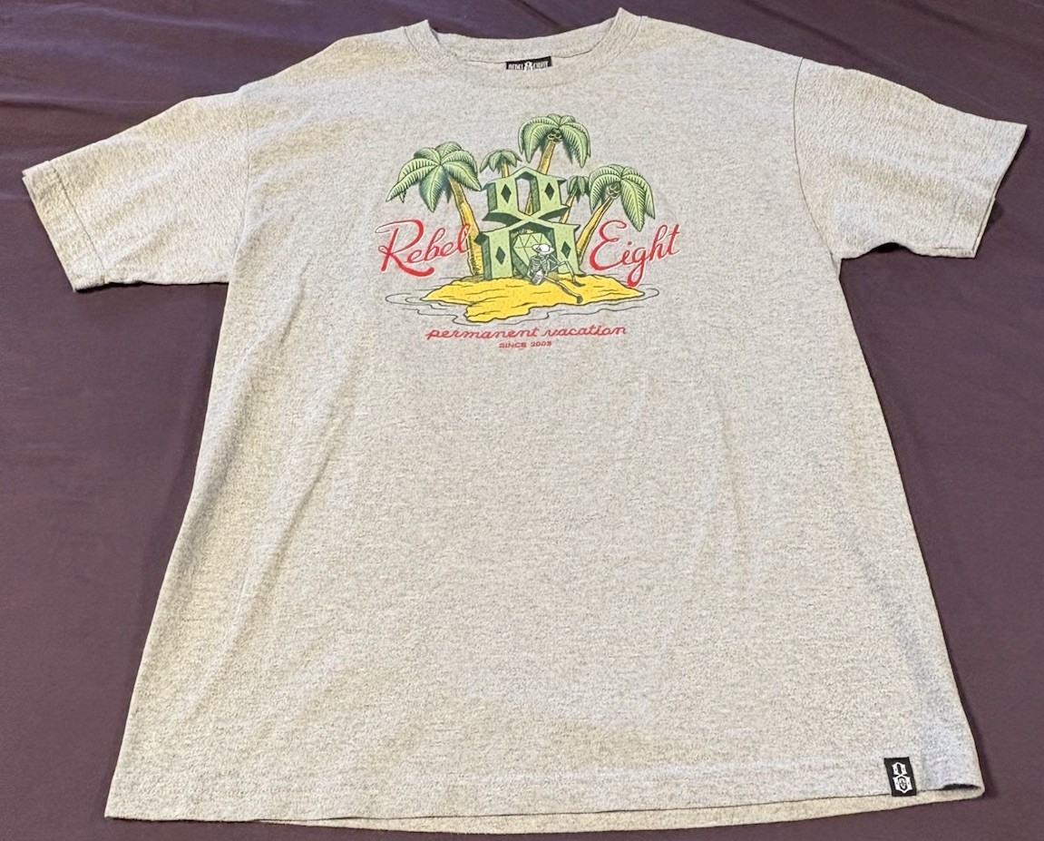REBEL EIGHT 8 Graphic Art T Shirt Gray Men's Large gallery