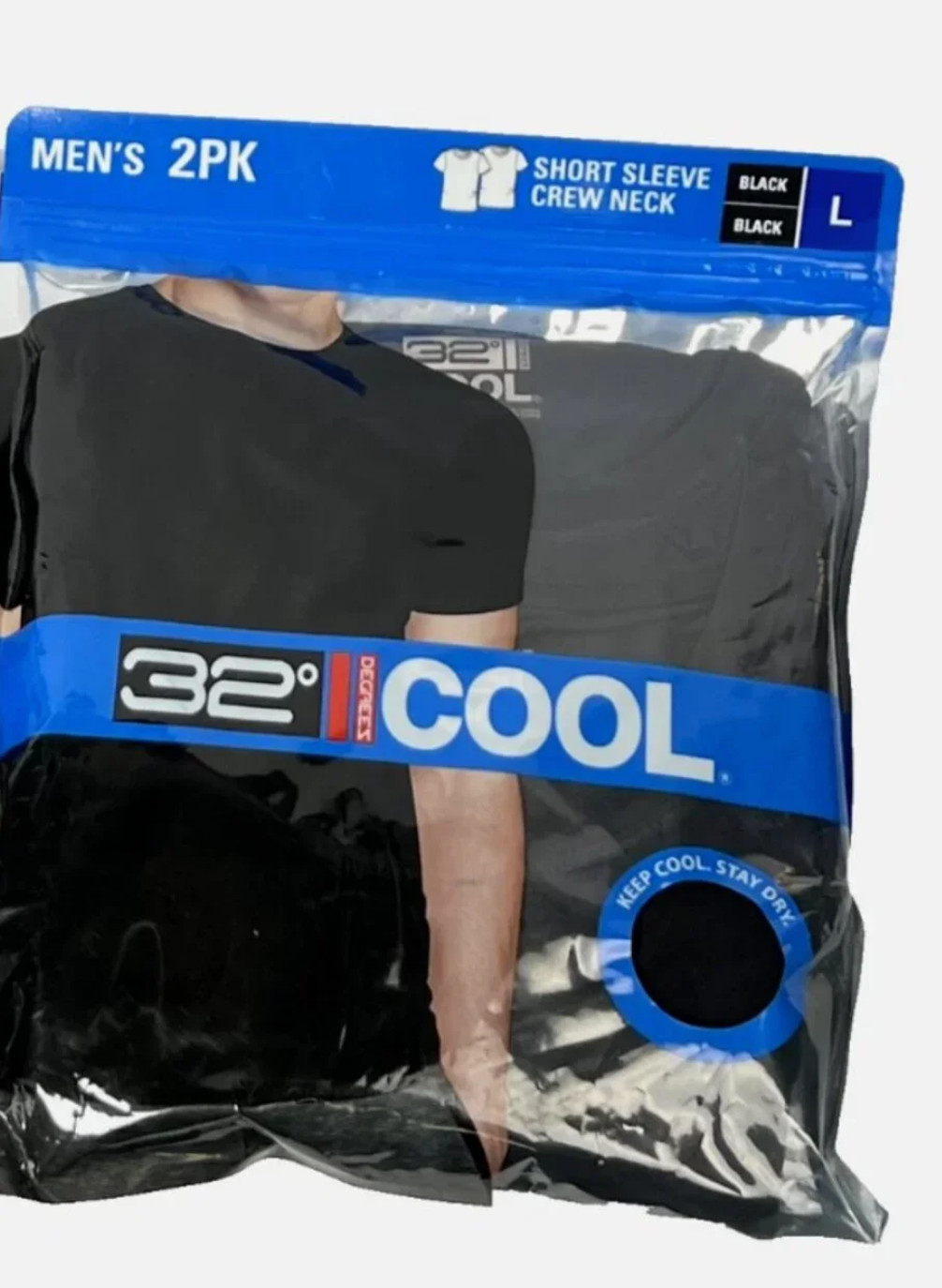 32 DEGREES Cool Mens 2 Pack Short Sleeve Crew Neck T Shirt (Large, Black) gallery