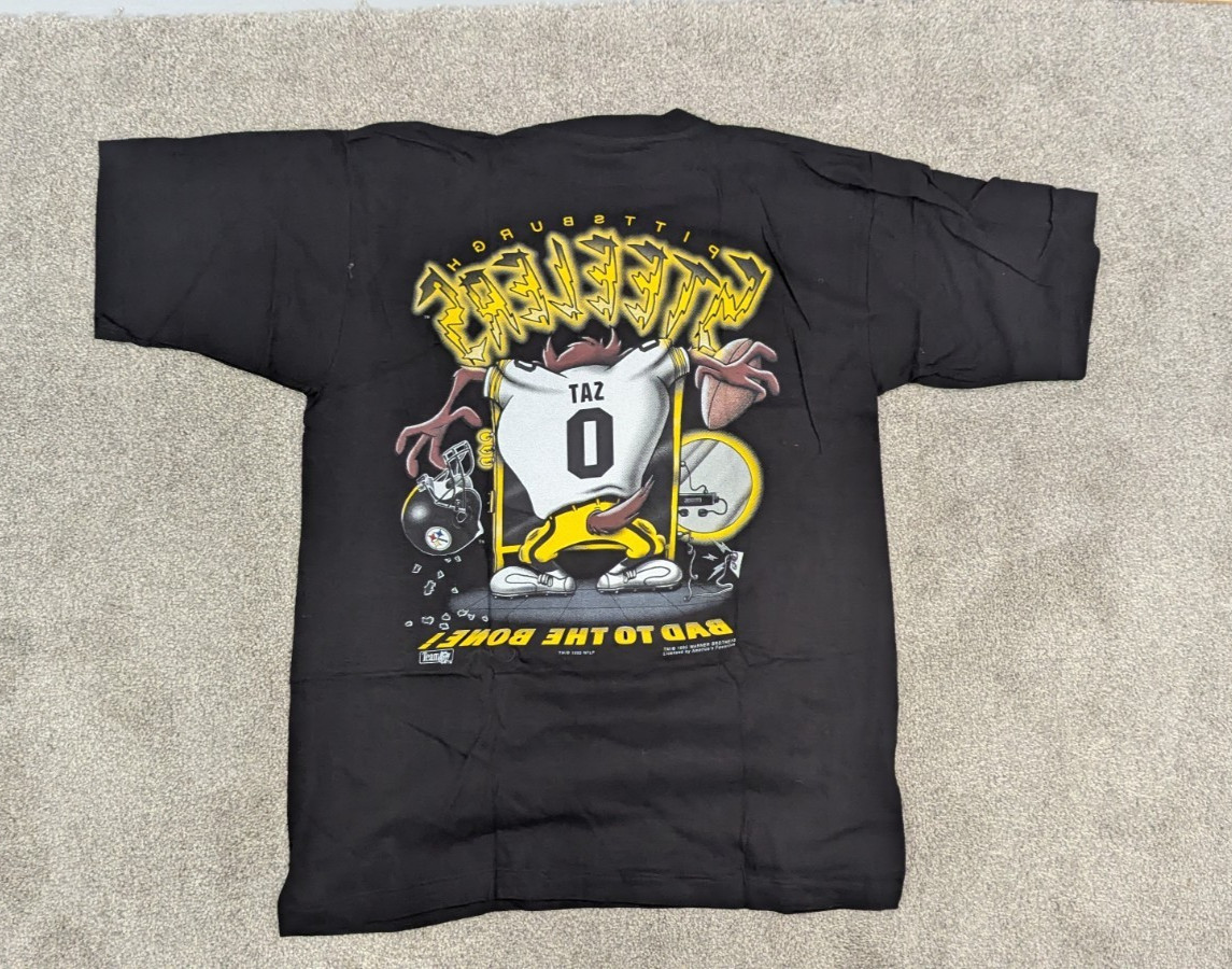 Pittsburgh Steelers Taz T-Shirt Mens L Large New NOS Football Black 1995 NFL gallery