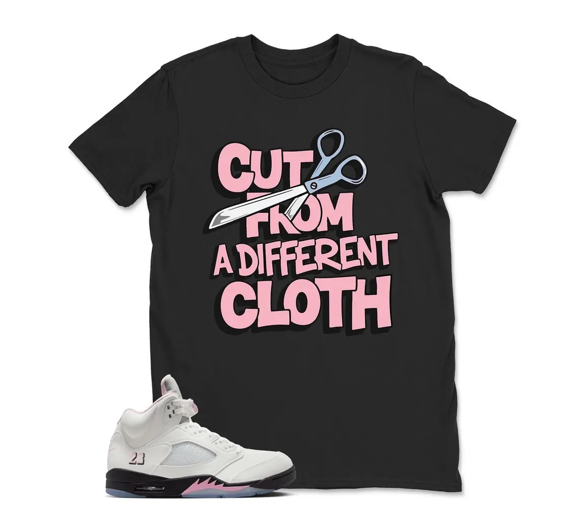 CUT FROM a DIFFERENT CLOTH Shirt To Match jd 5 Soft Pink BLACK/WHITE
