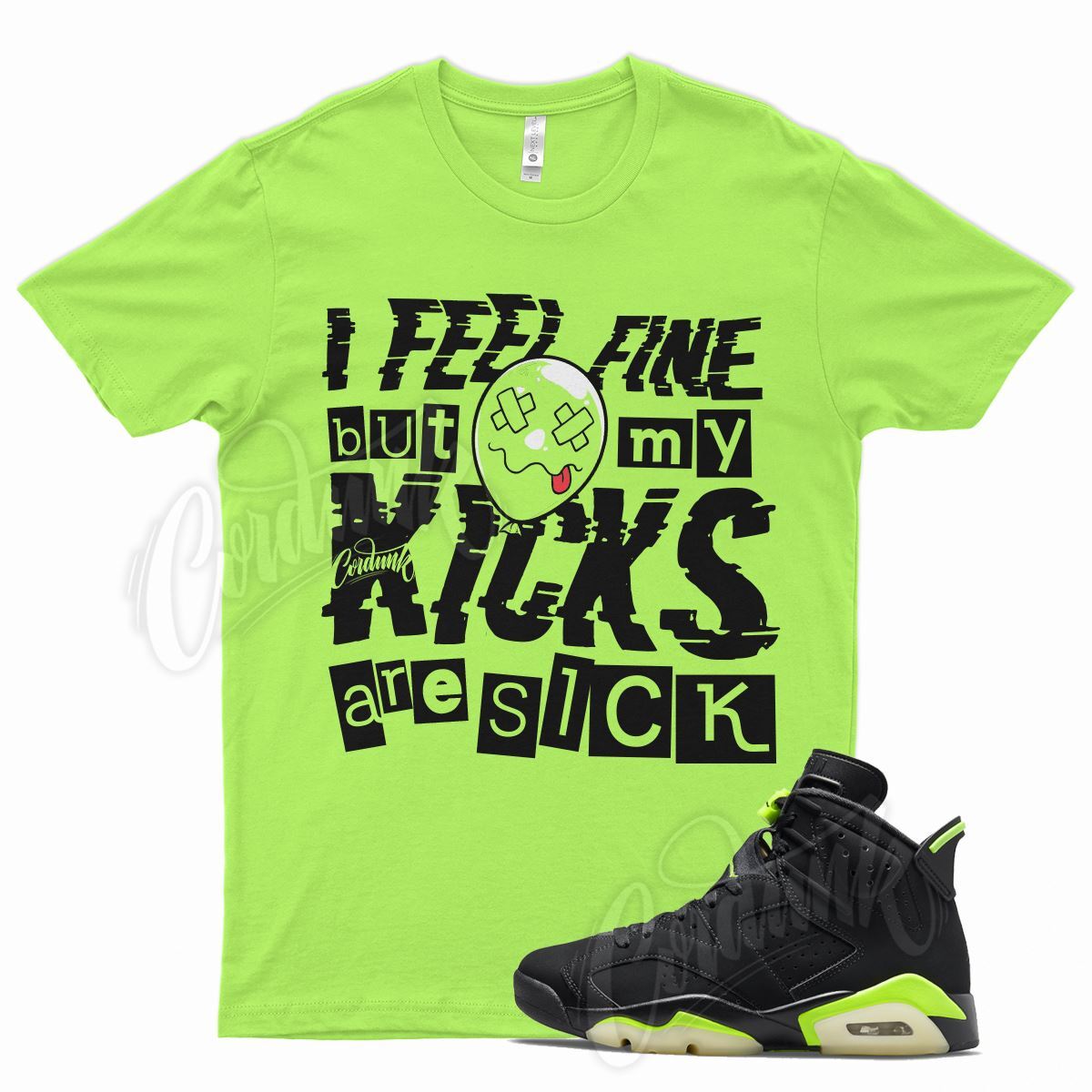YR SICK 2 Shirt for J1 6 Electric Green Glow Dunkman Lime 350 18 Neon 90 4 3 gallery