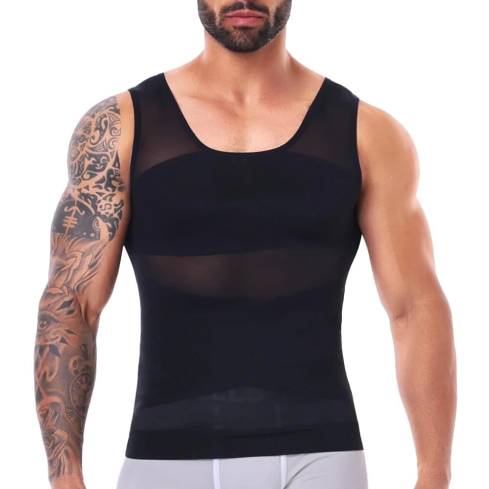 Men Slimming Body Shaper Tank Top Abdomen Gynomastica Compression Vest Shirt gallery