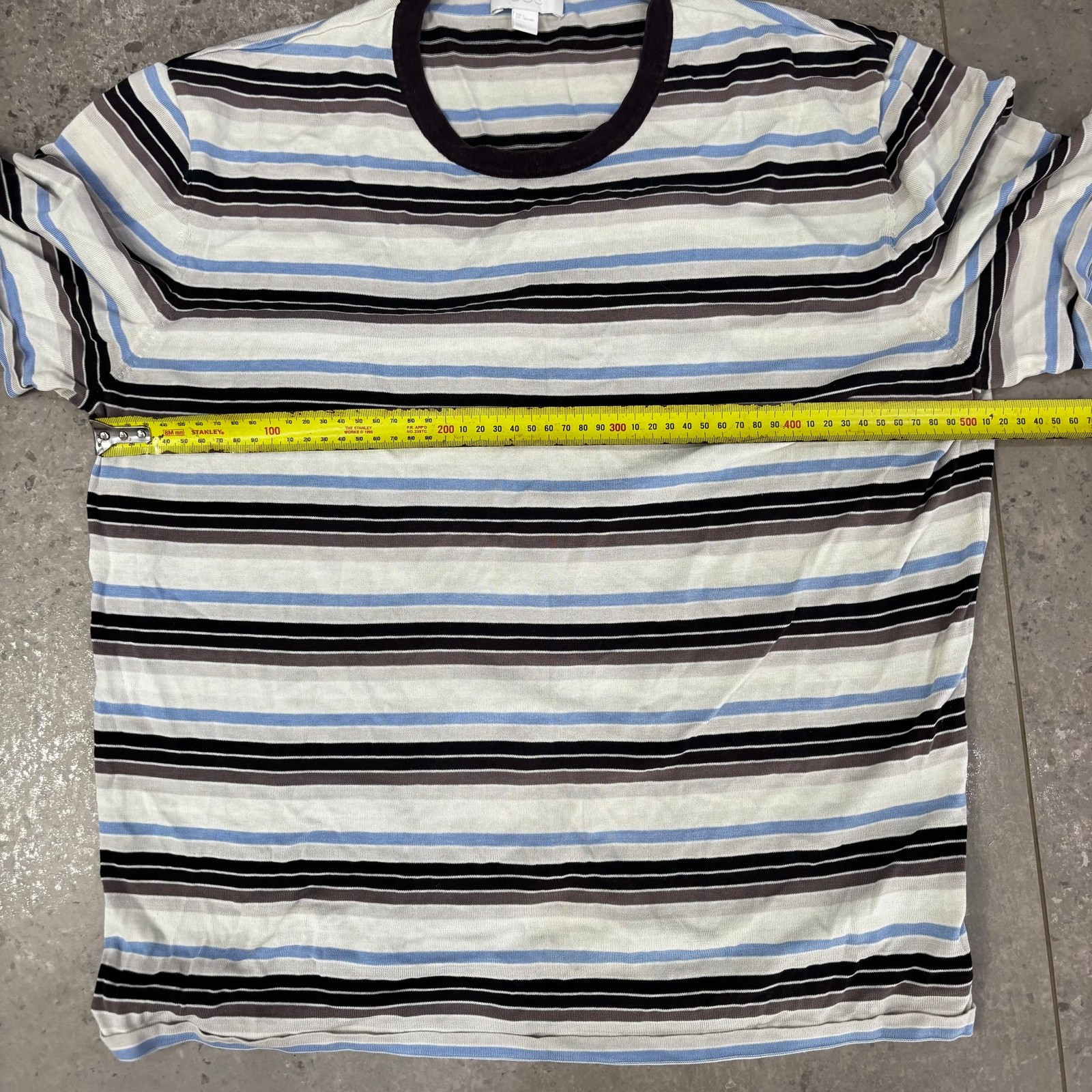 COS Striped T-Shirt Men's L Multicoloured Silk Cotton Crew Neck gallery