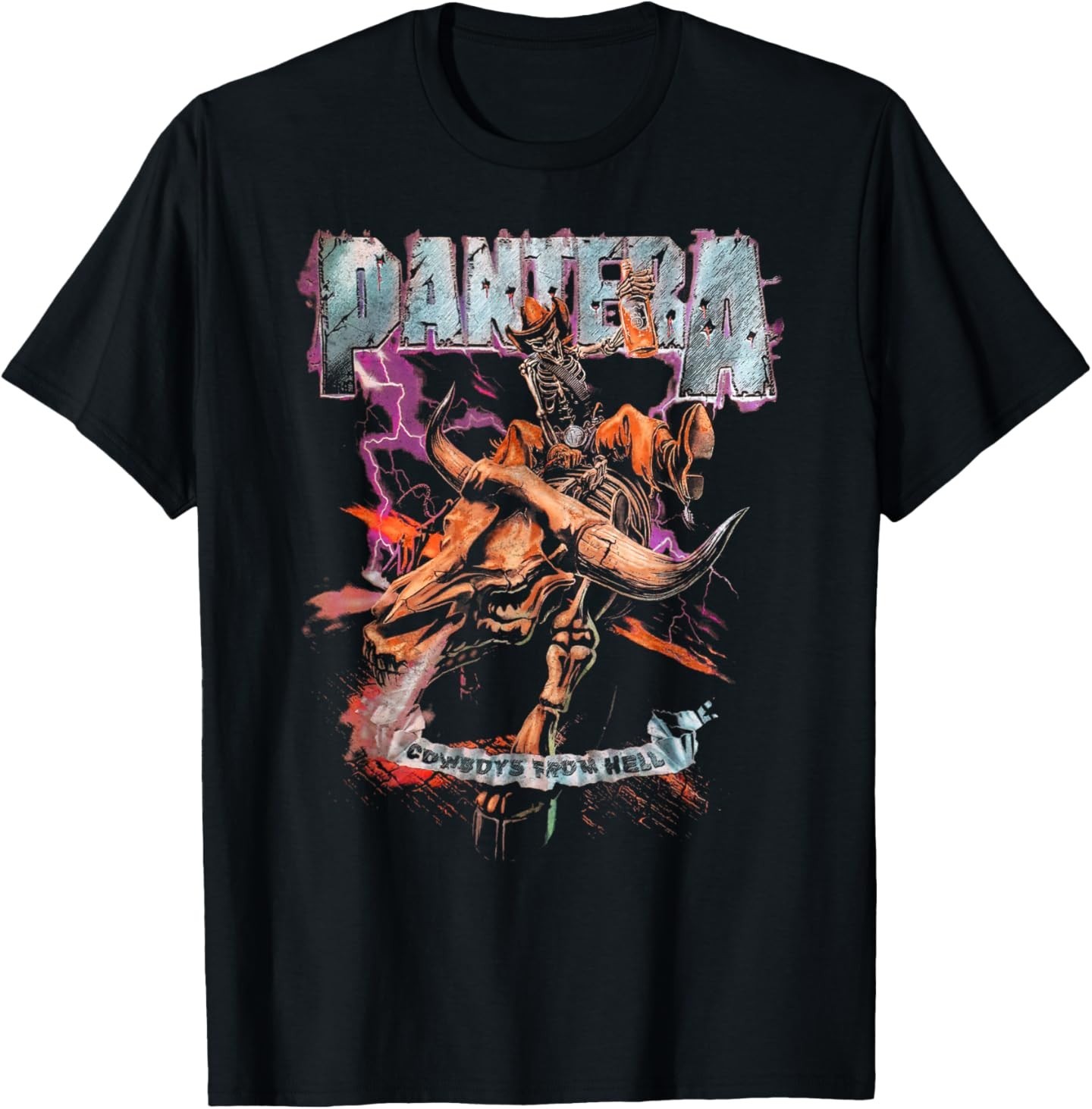 Pantera Official Cowboys From Hell Riding Skeleton Short Sleeve T-Shirt gallery