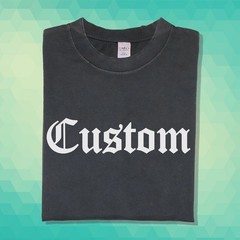 Custom Old English Text Tee – Your Text or Last Name Printed Vintage Faded Shirt
