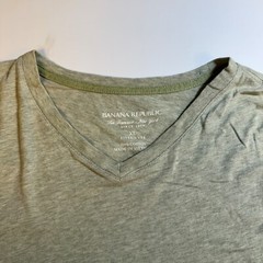 Banana Republic Men’s Size XL Solid Green Cotton Short Sleeve Fitted Vee