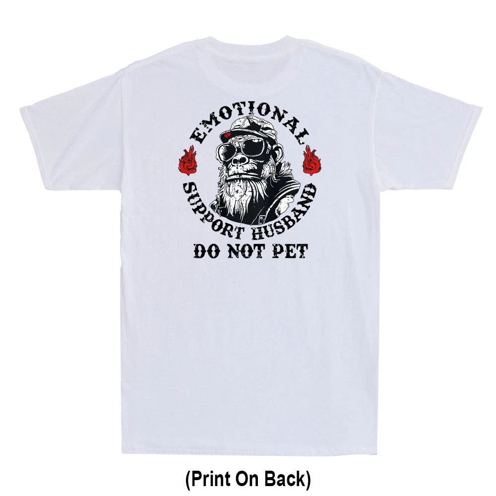 Emotional Support Husband Do Not Pet Funny Monkey (Print On Back) Men's T-Shirt gallery