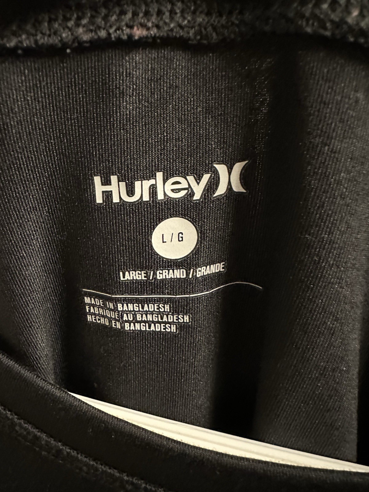 Hurley Black Short Sleeve Surf T-Shirt Logo Front Crew Neck Rashguard Mens L gallery