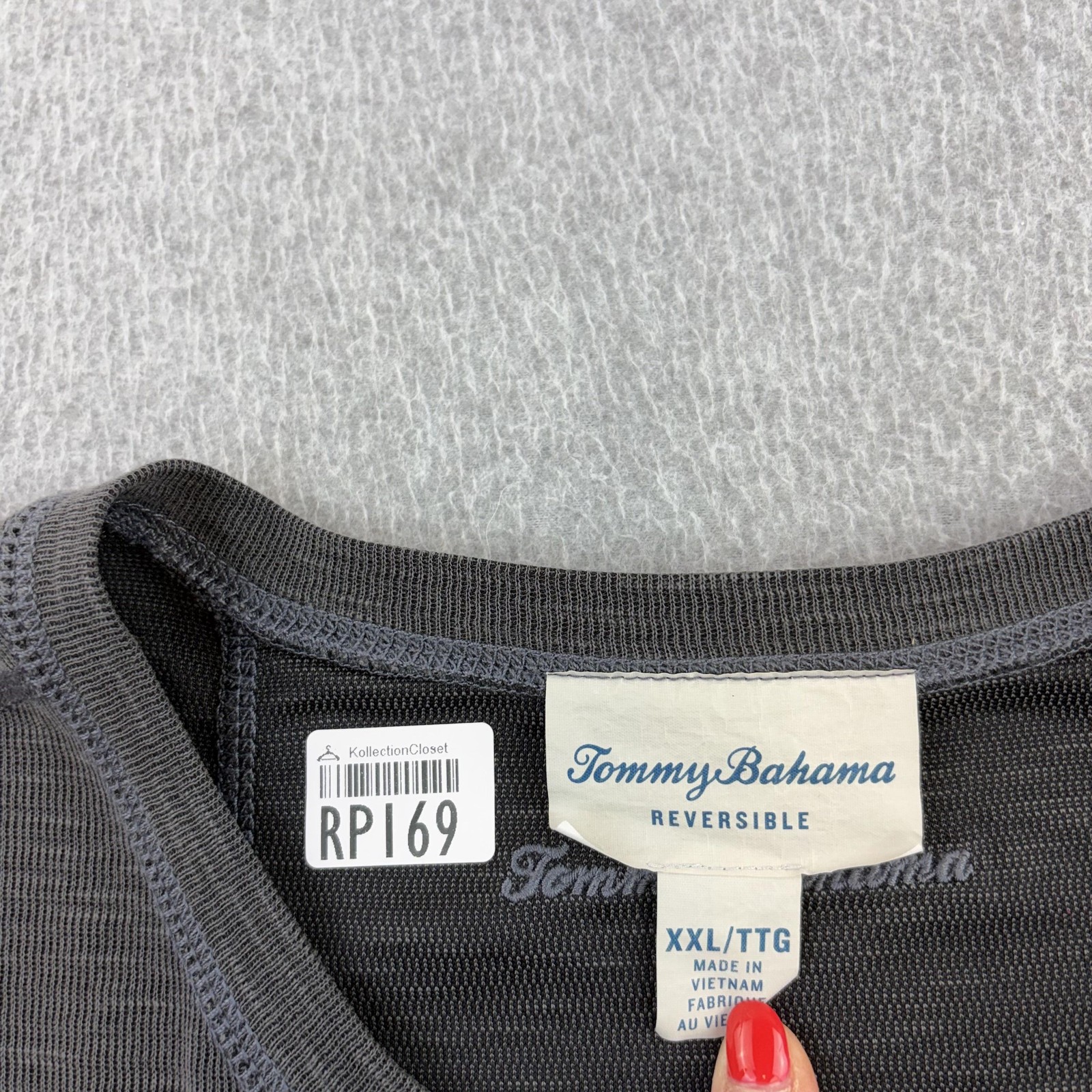 Tommy Bahama Shirt Mens 2XL Gray Reversible Short Sleeve Crewneck Casual Adult gallery