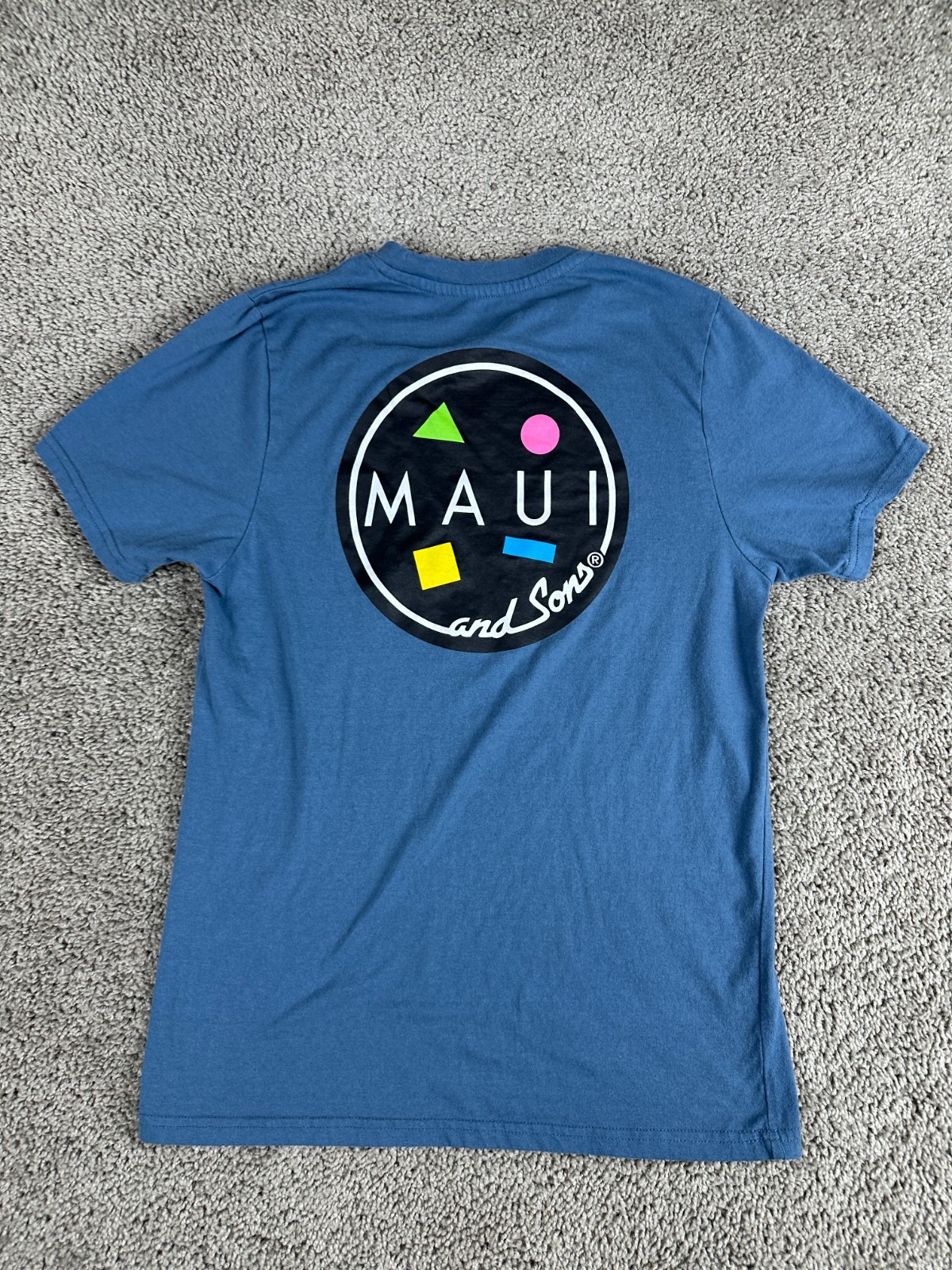 Maui & Sons Shirt Mens Medium Blue Pink Short Sleeve Cotton Blend Casual gallery