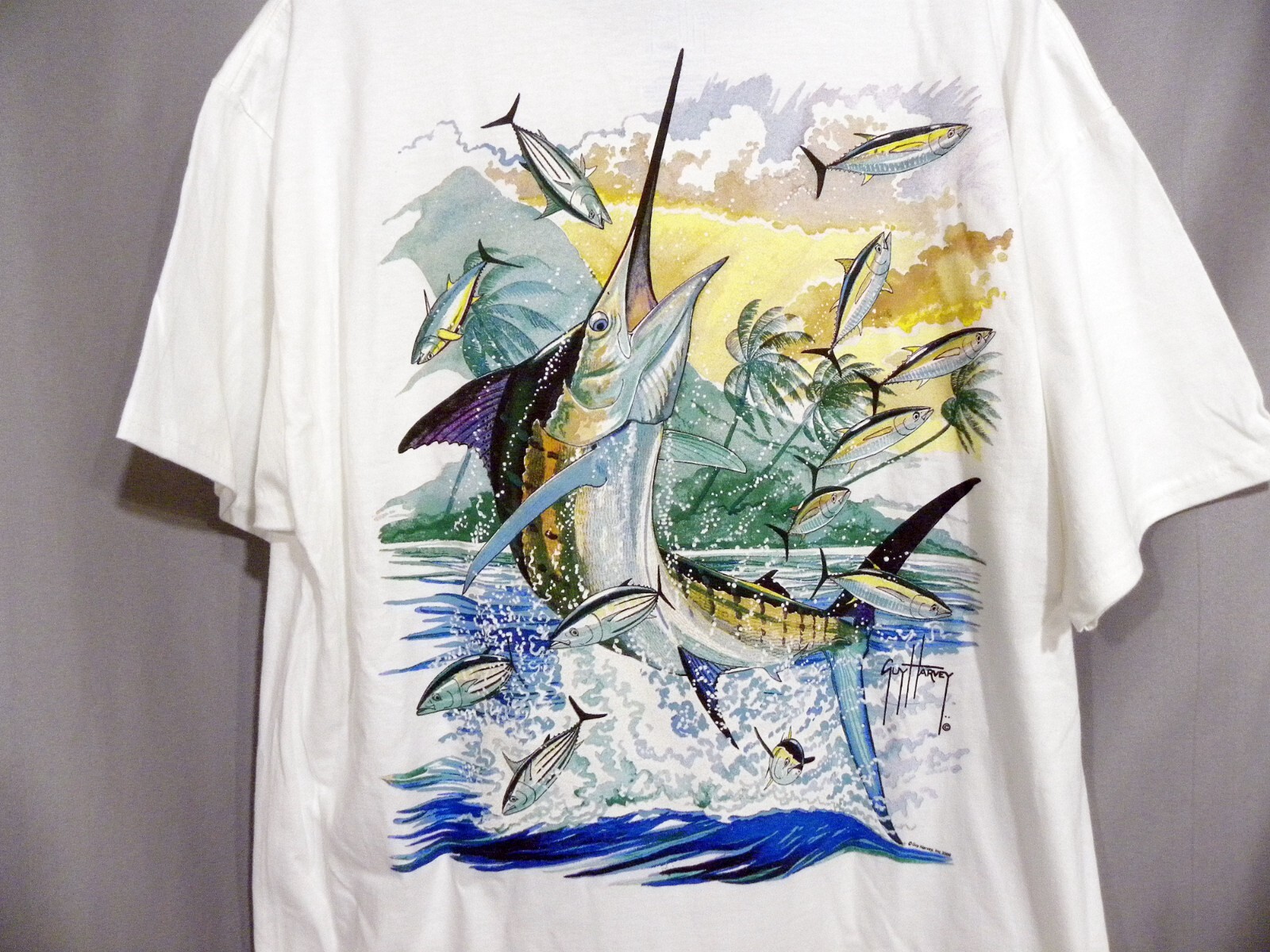Guy Harvey T-Shirt Adult Large Blue Marlin Tuna Saltwater Fishing Ocean Outdoors