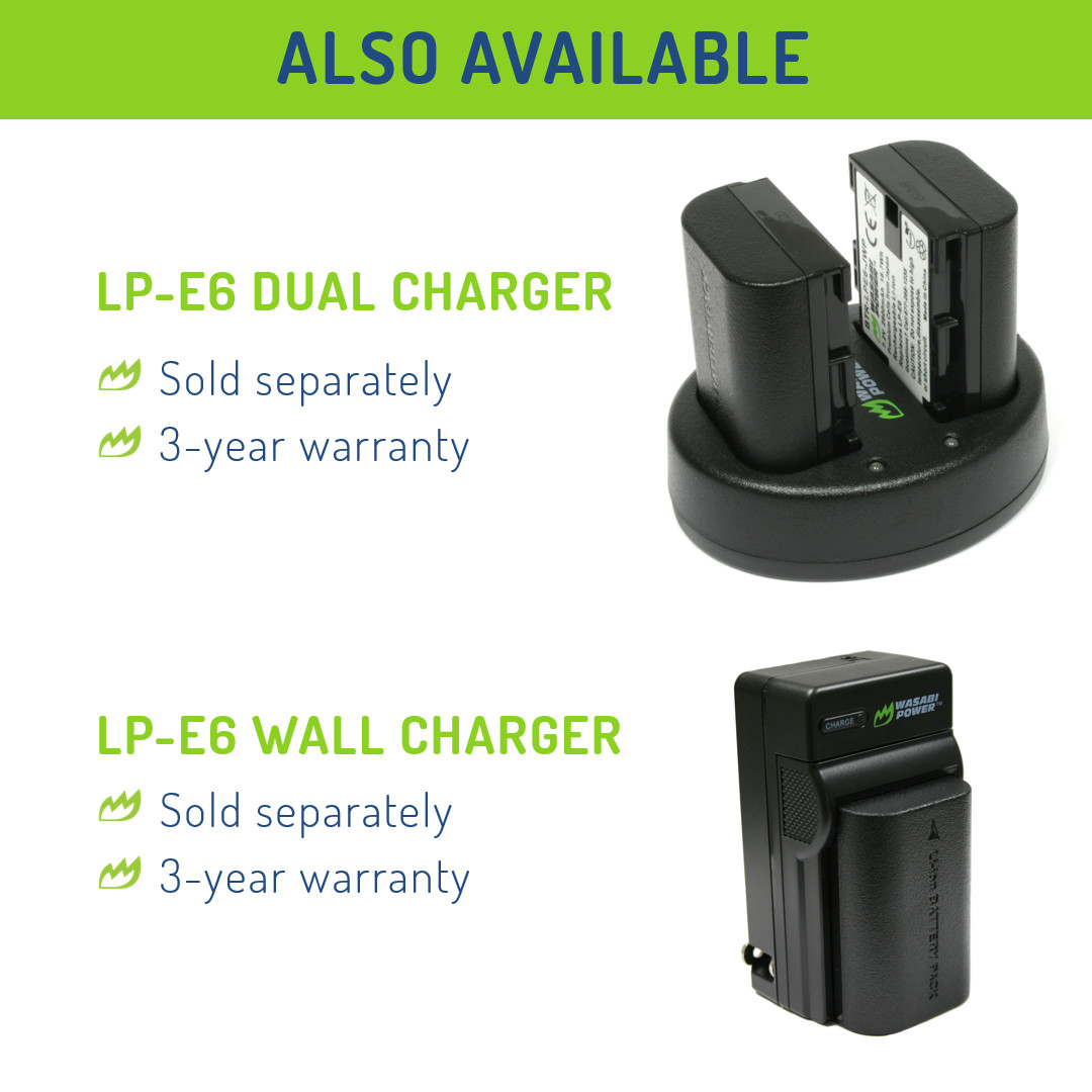 Wasabi Power Battery (2-Pack) for Canon LP-E6, LP-E6N