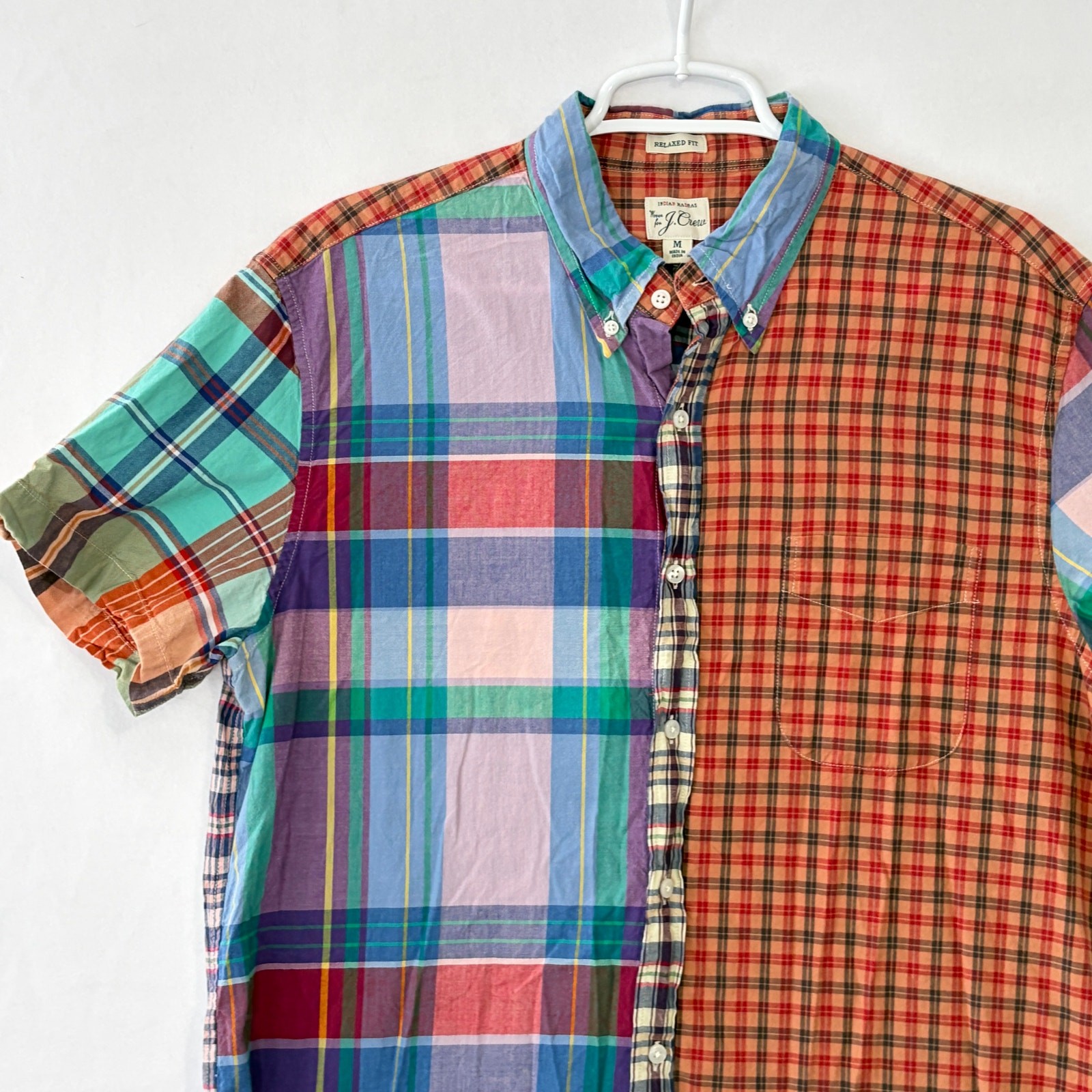 J. Crew Mens Colorful Mixed Plaid Relaxed Indian Madras Button Down Shirt Medium gallery