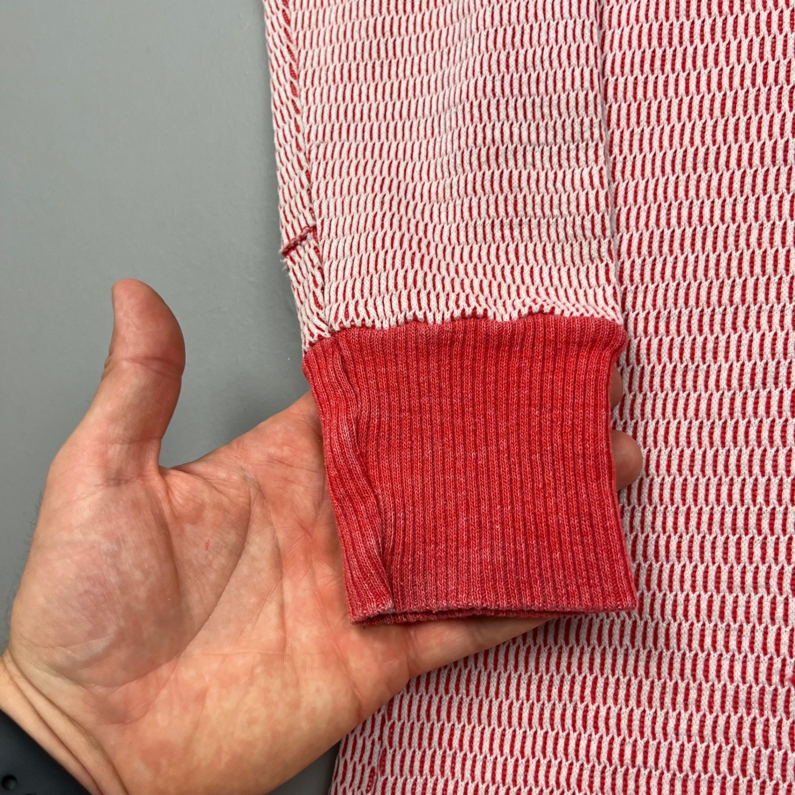 Hanes Thermal Shirt Mens L/XL Red White Waffle Knit Long Sleeve VTG 70s 2-Tone gallery