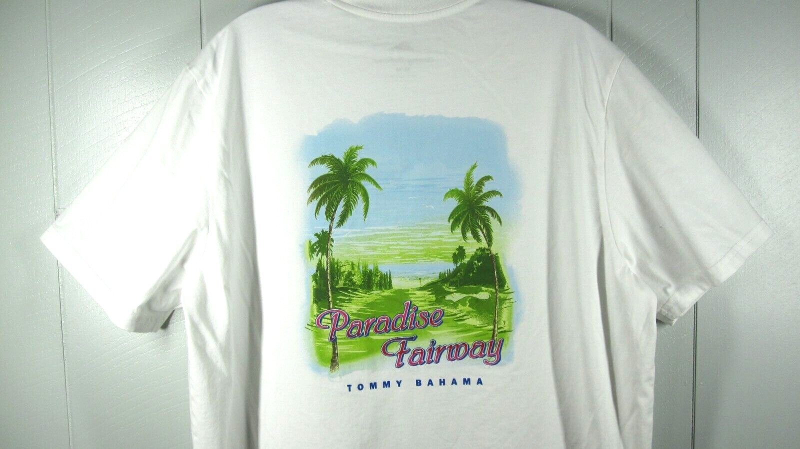 Tommy Bahama Shirt Men's M White Paradise Fairway Tee Logo on Front Golf Casual gallery