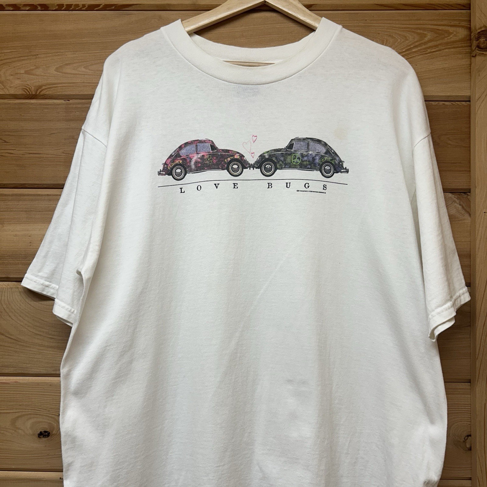 Vintage 90s Volkswagen Beetle “Love Bugs” Car Graphic T Shirt Size XL gallery