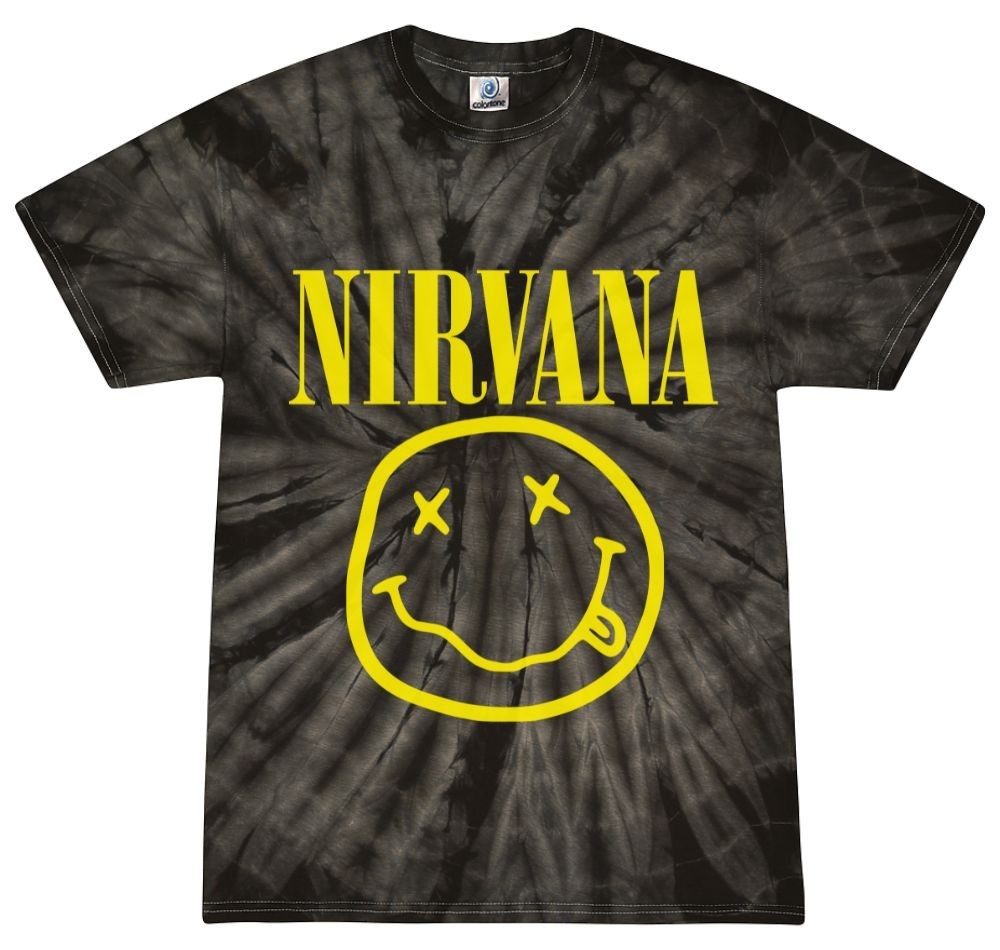 Nirvana Smiley Logo Tie-Dye T-Shirt Kurt Cobain Grunge Rock Band on Cotton Tee