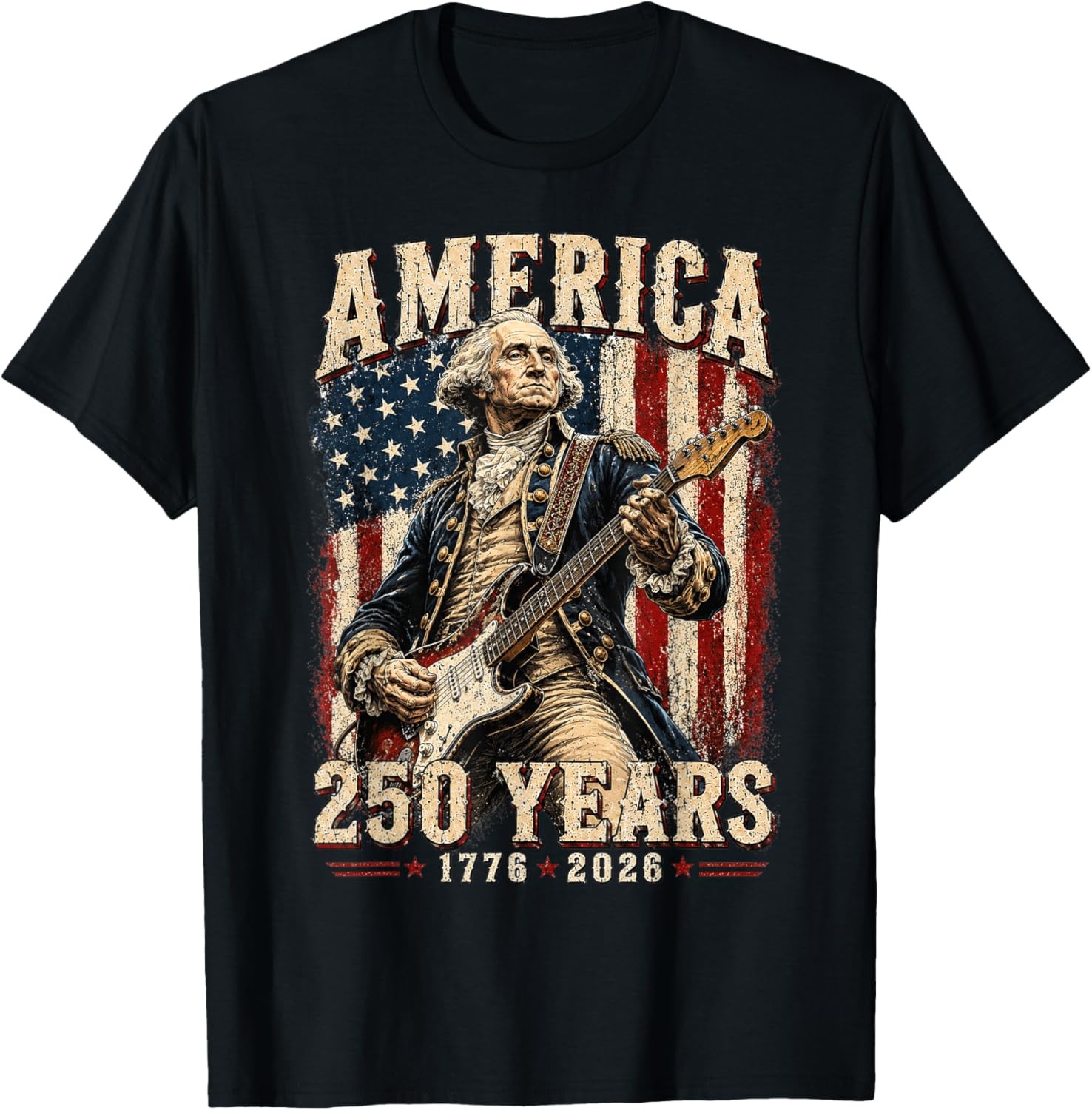 Vintage George Washington Playing Guitar 250 Years America Unisex T-Shirt gallery