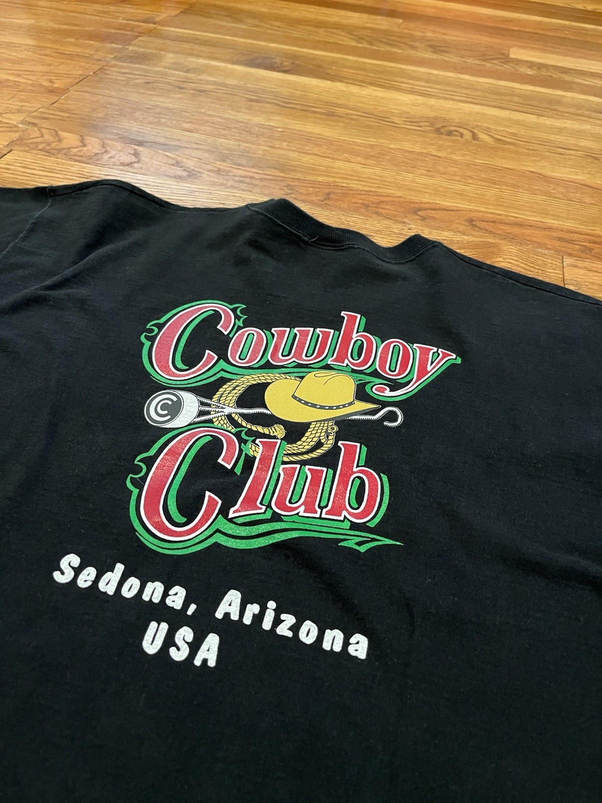 Y2K Cowboy Club Sedona AZ USA Double Sided Graphic T Shirt Men XL Made In USA gallery