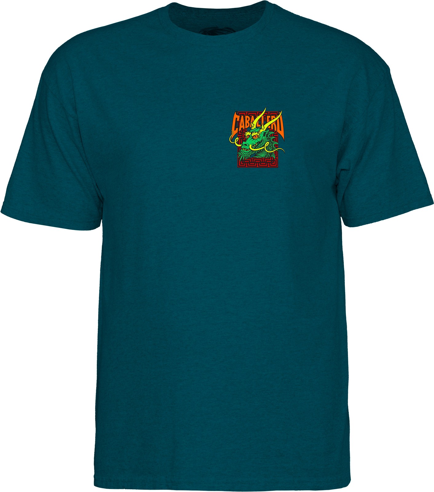 Powell Peralta Steve Caballero GREEN DRAGON AND BATS T Shirt MIDNIGHT TEAL gallery