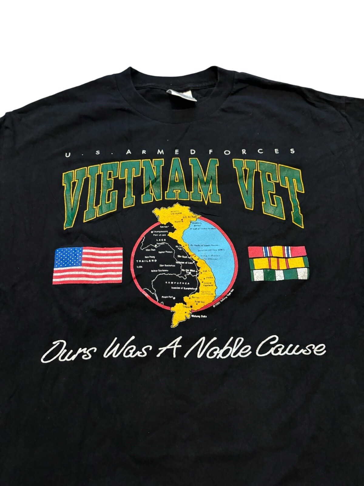 Vintage 1992 US Armed Forces Vietnam Vet Graphic Talking Tops T-Shirt USA Large gallery