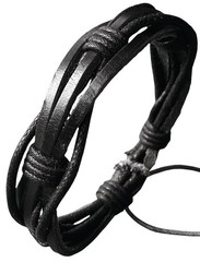 Mens Leather Bracelet Braided Black – Gift For Dad Fathers Day Cuff Wrist Ban…
