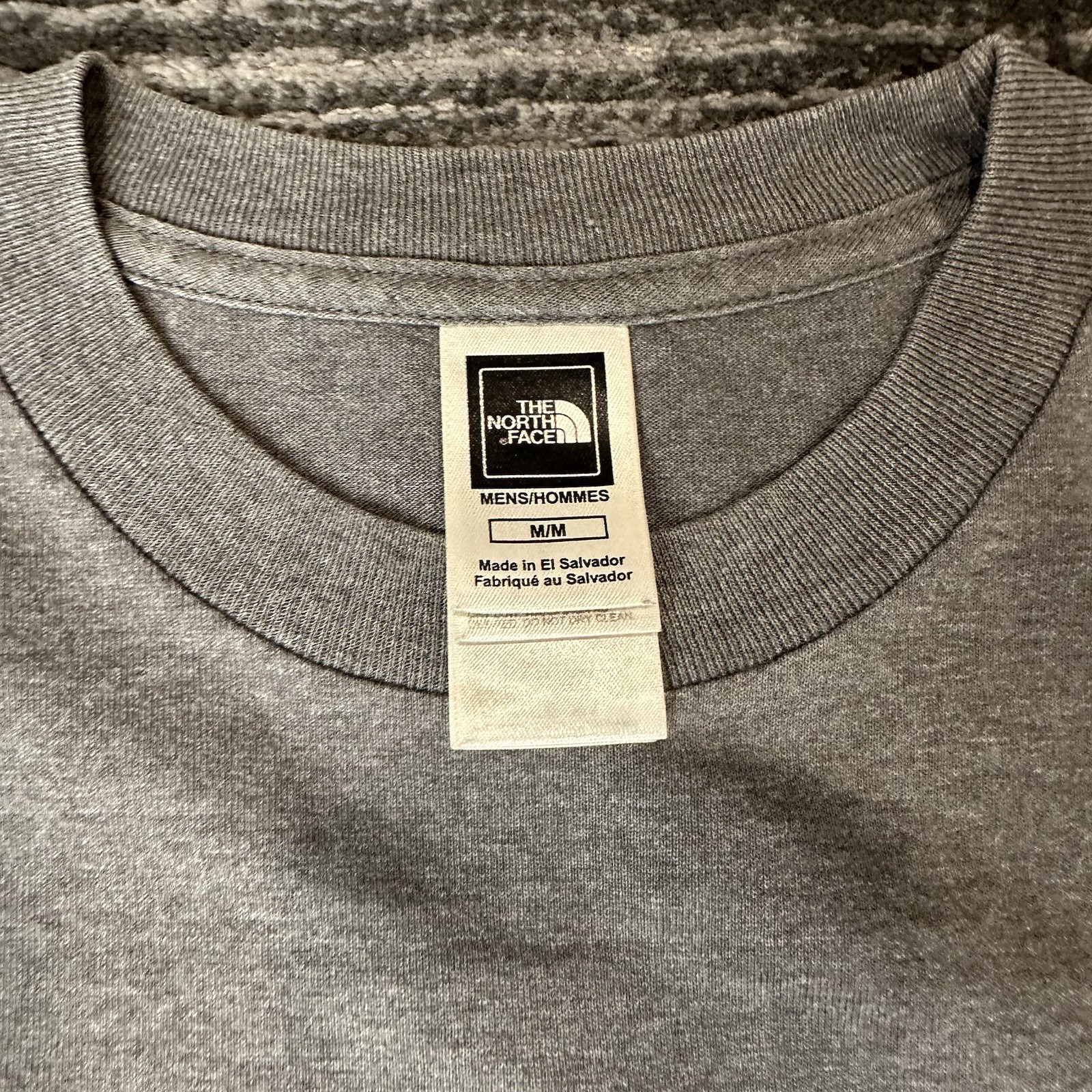 The North Face T Shirt Mens M Gray Blue Spell Out Logo Camping Outdoor Tee gallery