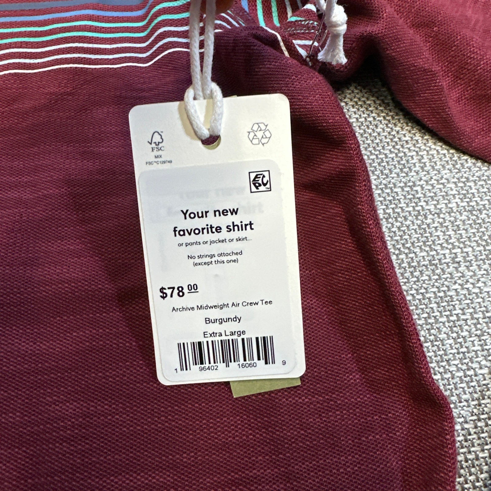 New Marine Layer Air Tee Shirt Mens XL Archive Midweight Crew Burgundy Striped gallery