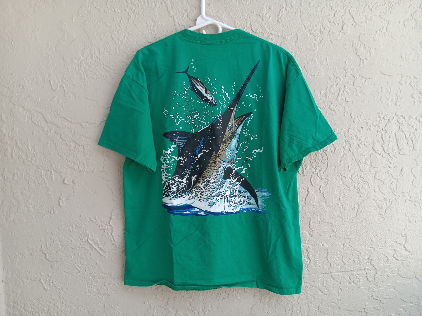 Guy Harvey By AFTCO Bluewater T Shirt Mens Sz: XL Graphic Logo Pocket Green Flaw gallery
